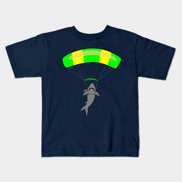 Jump The Shark -Green/Yellow canopy Kids T-Shirt by Justamere
